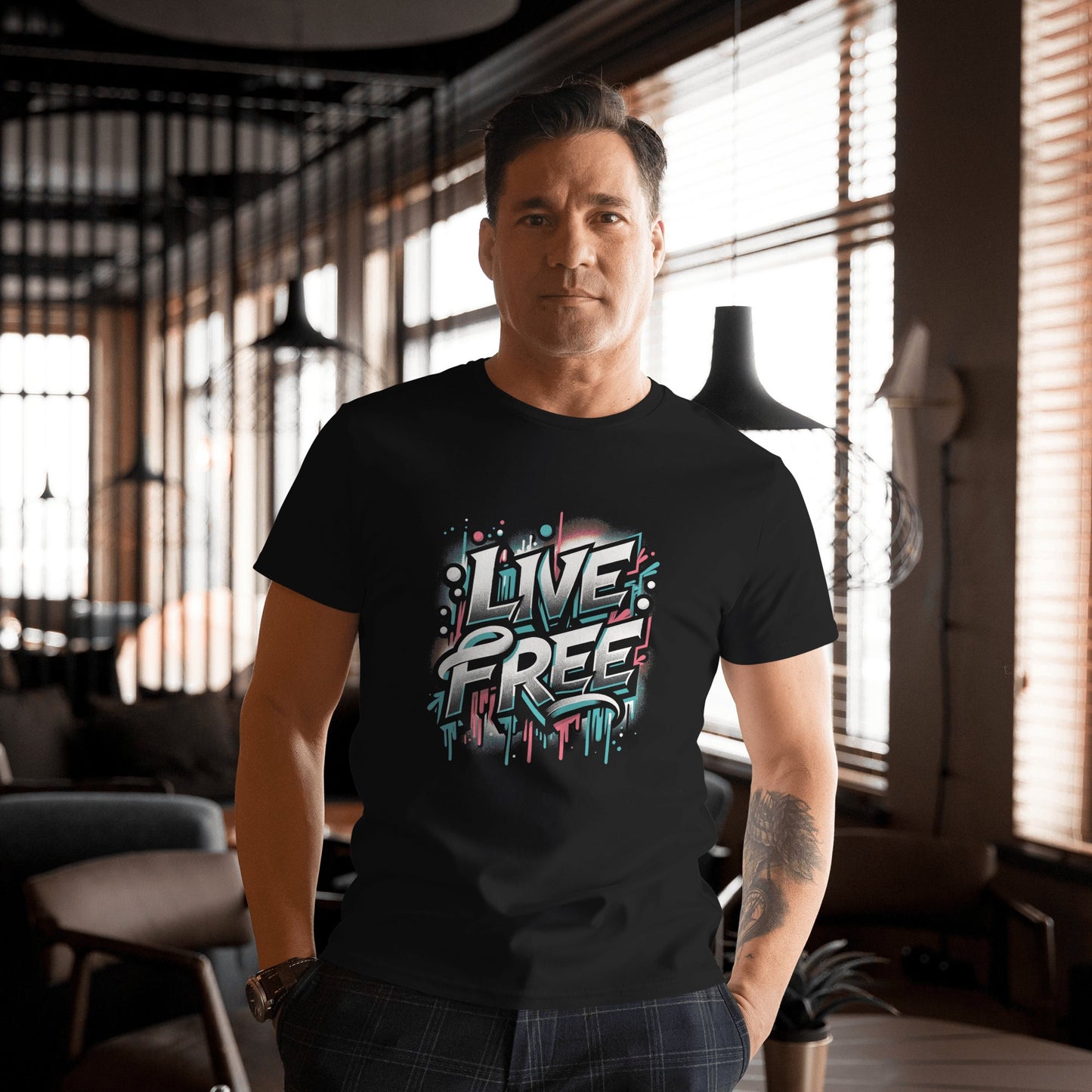 Herren T-Shirt aus Premium Baumwolle "Live Free" - Artexio