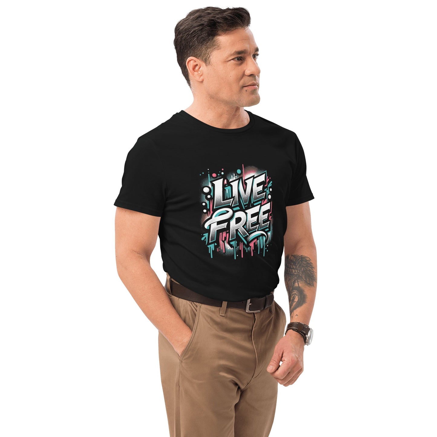 Herren T-Shirt aus Premium Baumwolle "Live Free" - Artexio