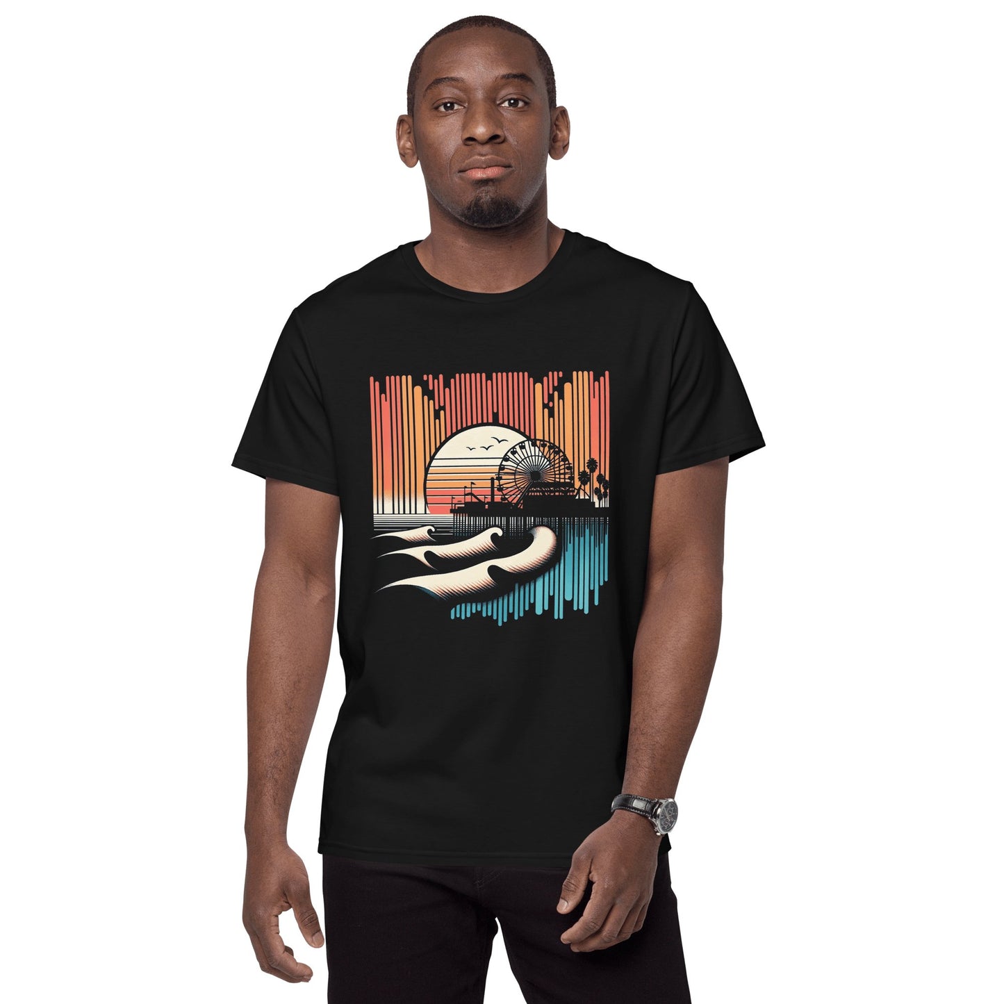 Herren T-Shirt aus Premium Baumwolle "Santa Monica Pier" - Artexio