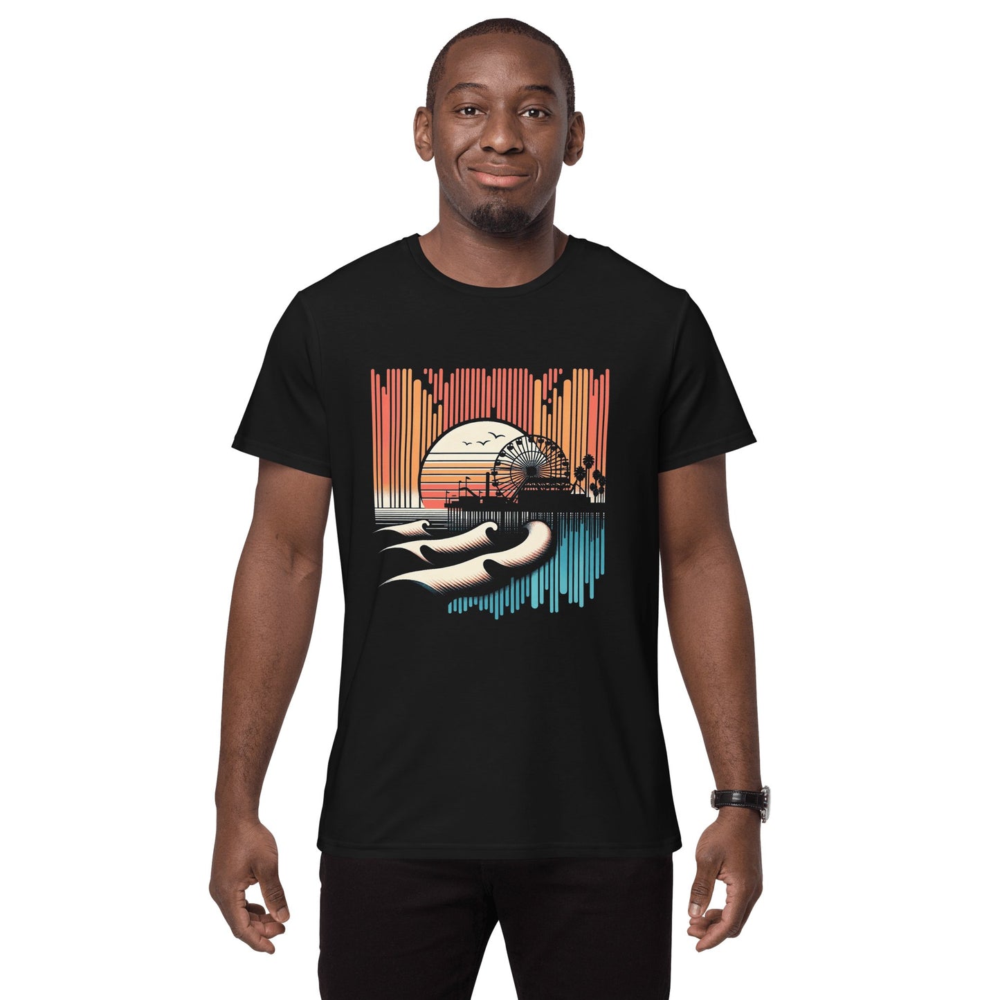 Herren T-Shirt aus Premium Baumwolle "Santa Monica Pier" - Artexio