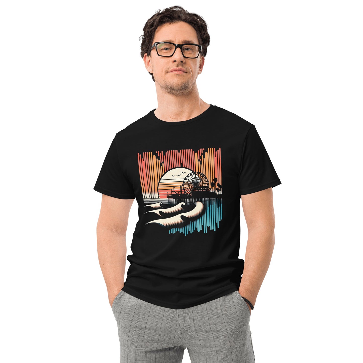 Herren T-Shirt aus Premium Baumwolle "Santa Monica Pier" - Artexio