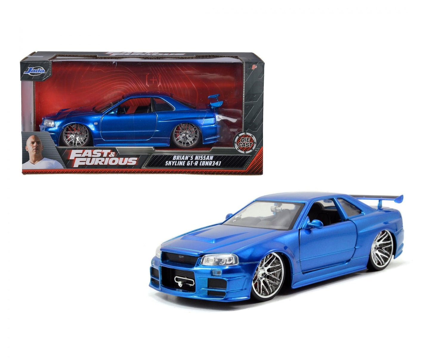 Jadatoys Brian's Nissan Skyline GT - R (R34) 2002 Blue - Fast & Furious 1:24 Modell - Artexio