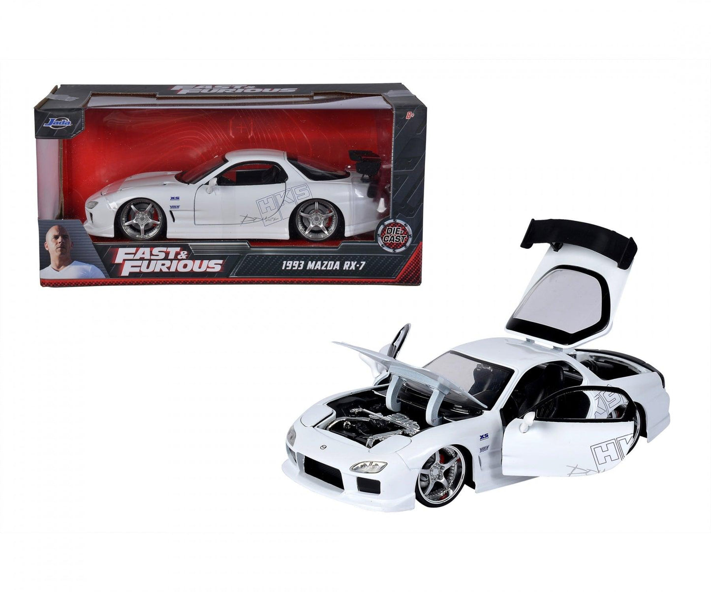 Jadatoys Mazda RX - 7 1993 white - Fast & Furious 1:24 Modell - Artexio