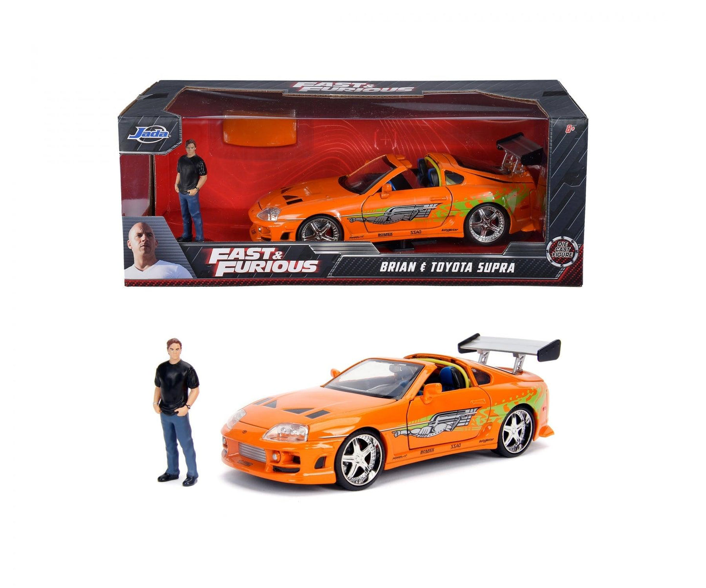 Jadatoys Toyota Supra Fast and Furious, Orange & Brian Figure 1:24 Modell - Artexio