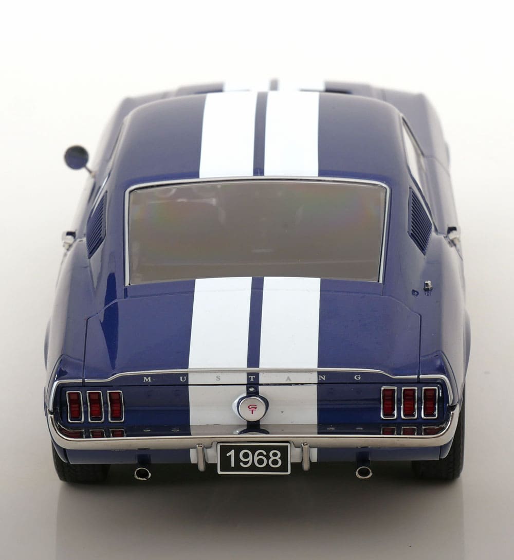 KK-Scale Ford Mustang GT Fastback 1968 blue metallic/white Stripes 1:18 Modell