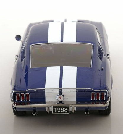 KK-Scale Ford Mustang GT Fastback 1968 blue metallic/white Stripes 1:18 Modell