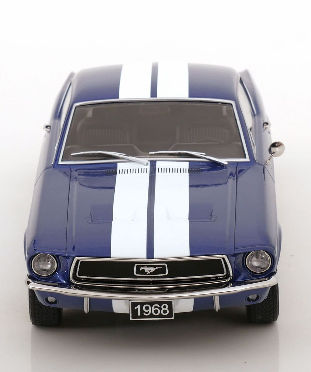 KK-Scale Ford Mustang GT Fastback 1968 blue metallic/white Stripes 1:18 Modell