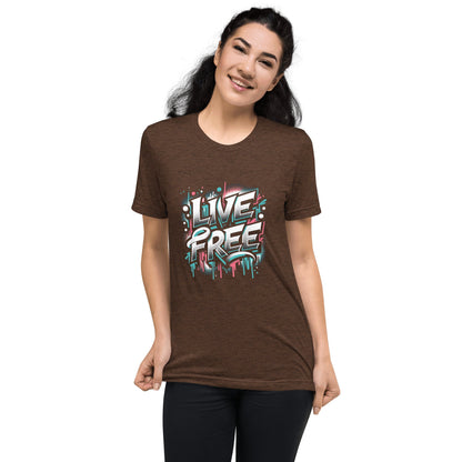 Kurzärmeliges Tri - Blend T-Shirt "Live Free" - Artexio