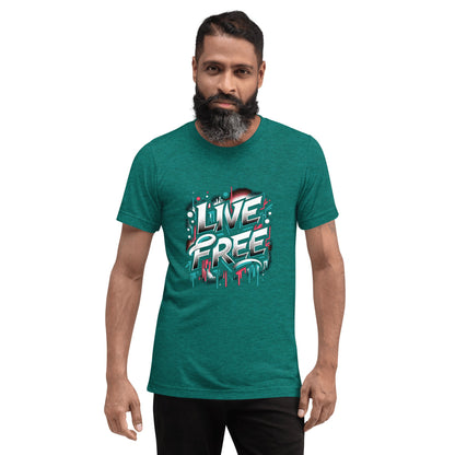 Kurzärmeliges Tri - Blend T-Shirt "Live Free" - Artexio