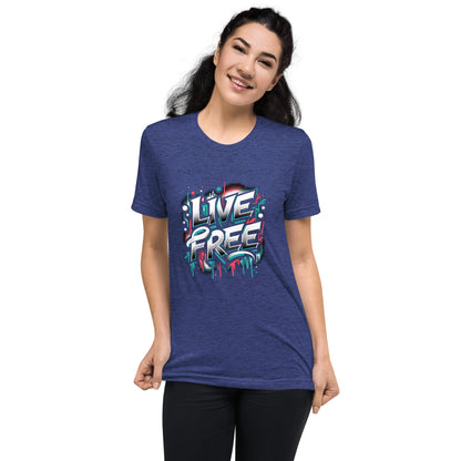 Kurzärmeliges Tri - Blend T-Shirt "Live Free" - Artexio