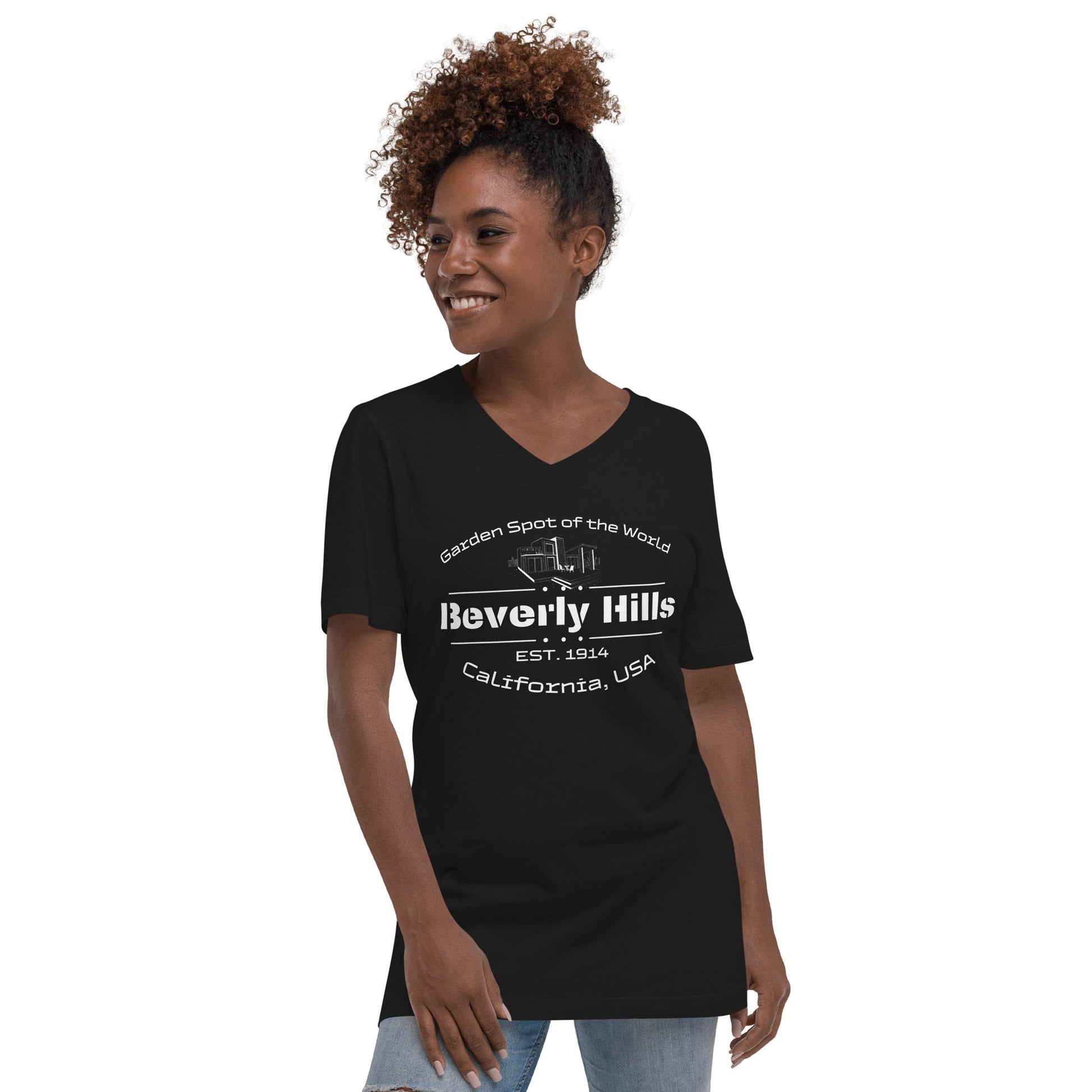 Kurzärmeliges Unisex T-Shirt mit V - Ausschnitt "Beverly Hills" - Artexio