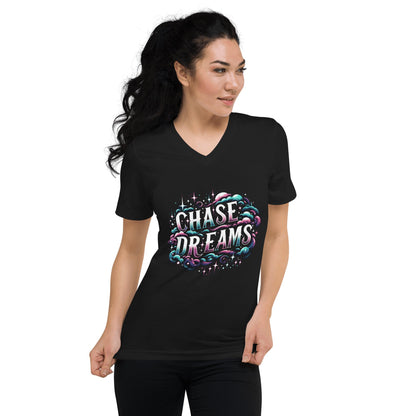 Kurzärmeliges Unisex T-Shirt mit V - Ausschnitt "Chase Dreams" - Artexio