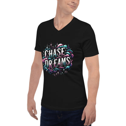 Kurzärmeliges Unisex T-Shirt mit V - Ausschnitt "Chase Dreams" - Artexio