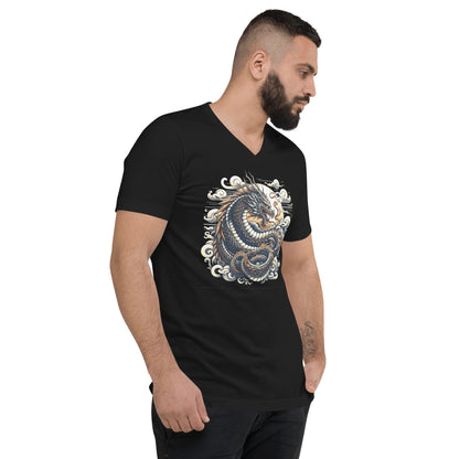 Kurzärmeliges Unisex T-Shirt mit V - Ausschnitt "Drache" - Artexio