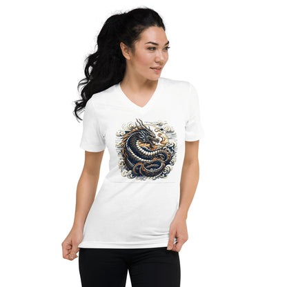 Kurzärmeliges Unisex T-Shirt mit V - Ausschnitt "Drache" - Artexio