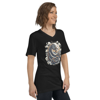 Kurzärmeliges Unisex T-Shirt mit V - Ausschnitt "Drache" - Artexio