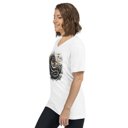 Kurzärmeliges Unisex T-Shirt mit V - Ausschnitt "Drache" - Artexio