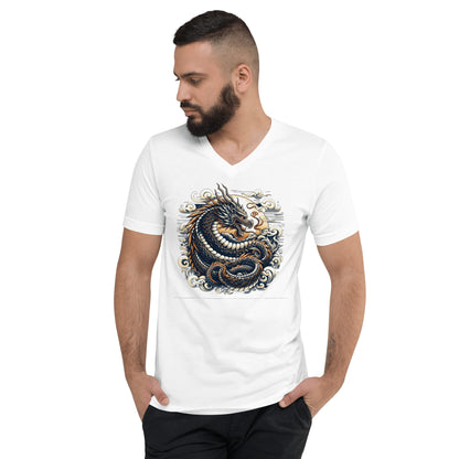 Kurzärmeliges Unisex T-Shirt mit V - Ausschnitt "Drache" - Artexio