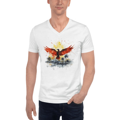 Kurzärmeliges Unisex T-Shirt mit V - Ausschnitt "Firebird" - Artexio