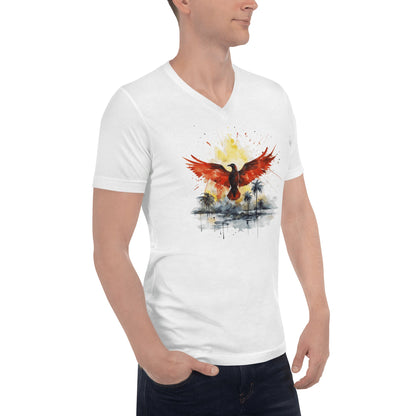 Kurzärmeliges Unisex T-Shirt mit V - Ausschnitt "Firebird" - Artexio