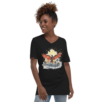 Kurzärmeliges Unisex T-Shirt mit V - Ausschnitt "Firebird" - Artexio