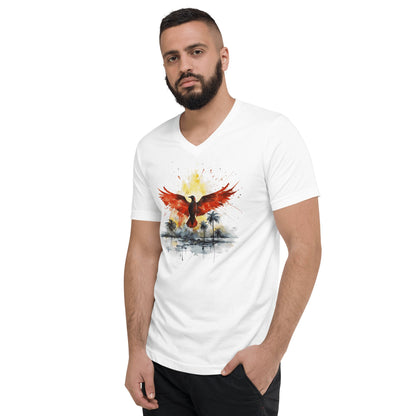 Kurzärmeliges Unisex T-Shirt mit V - Ausschnitt "Firebird" - Artexio