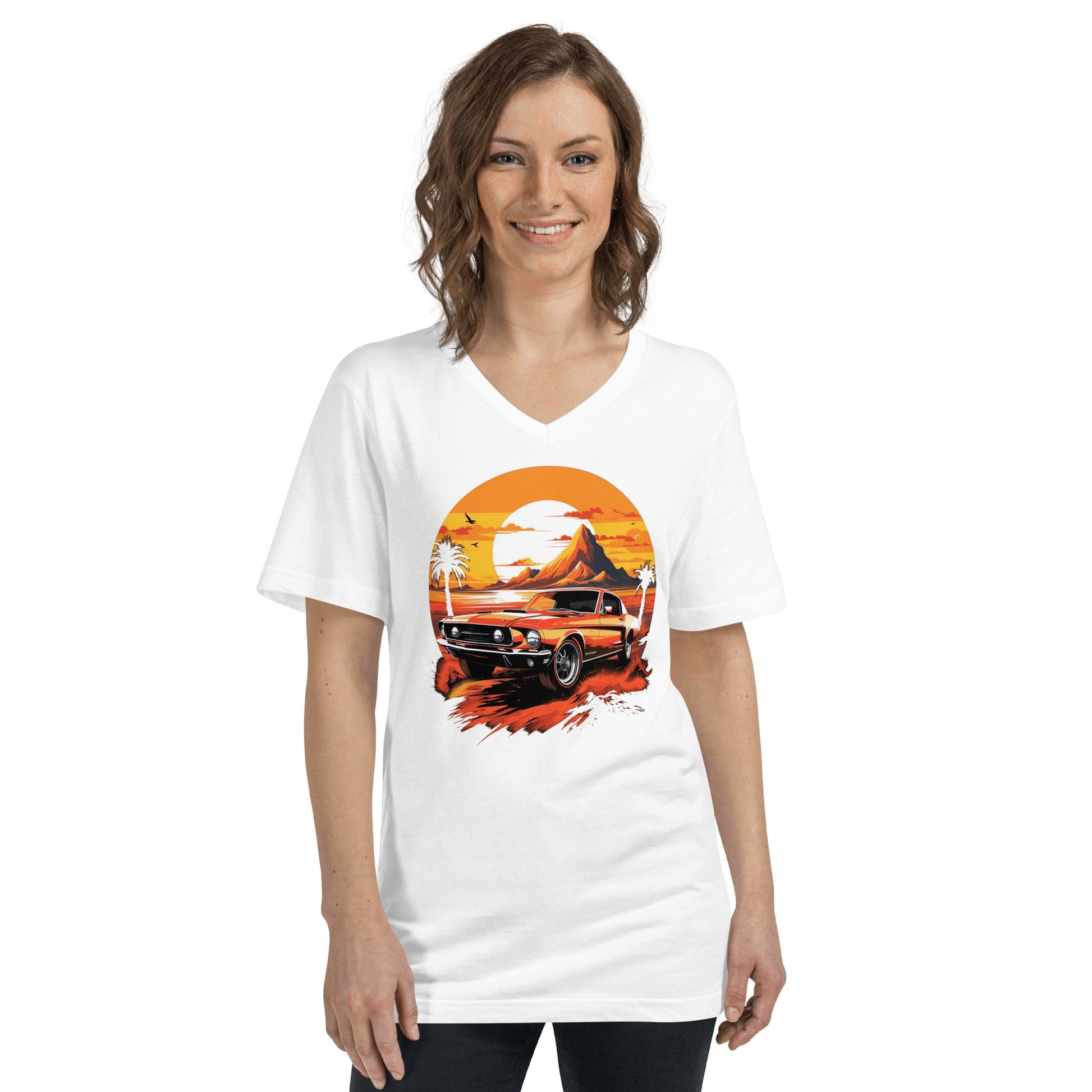 Kurzärmeliges Unisex T-Shirt mit V - Ausschnitt "Ford Mustang" - Artexio