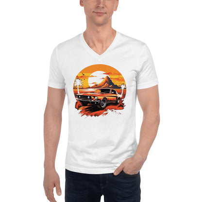 Kurzärmeliges Unisex T-Shirt mit V - Ausschnitt "Ford Mustang" - Artexio