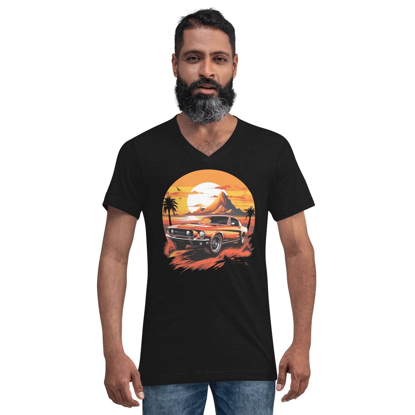 Kurzärmeliges Unisex T-Shirt mit V - Ausschnitt "Ford Mustang" - Artexio