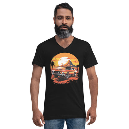 Kurzärmeliges Unisex T-Shirt mit V - Ausschnitt "Ford Mustang" - Artexio