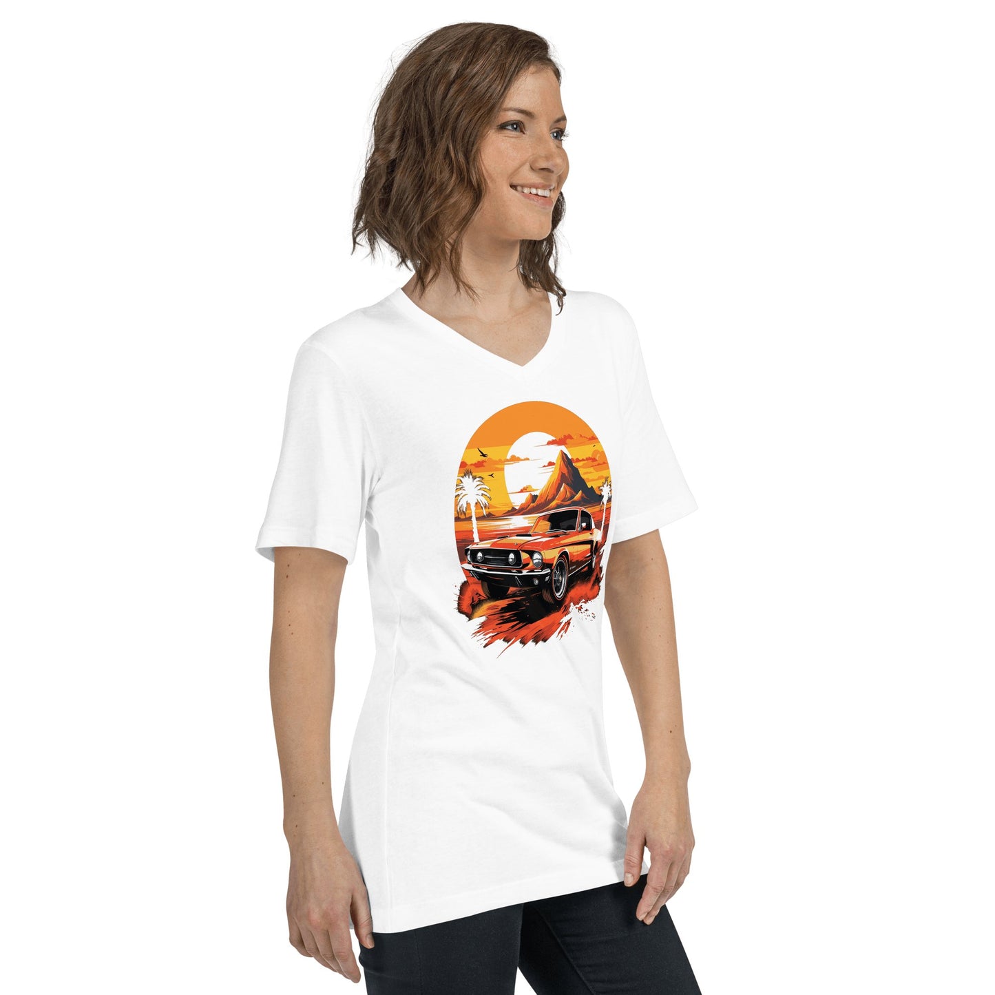 Kurzärmeliges Unisex T-Shirt mit V - Ausschnitt "Ford Mustang" - Artexio