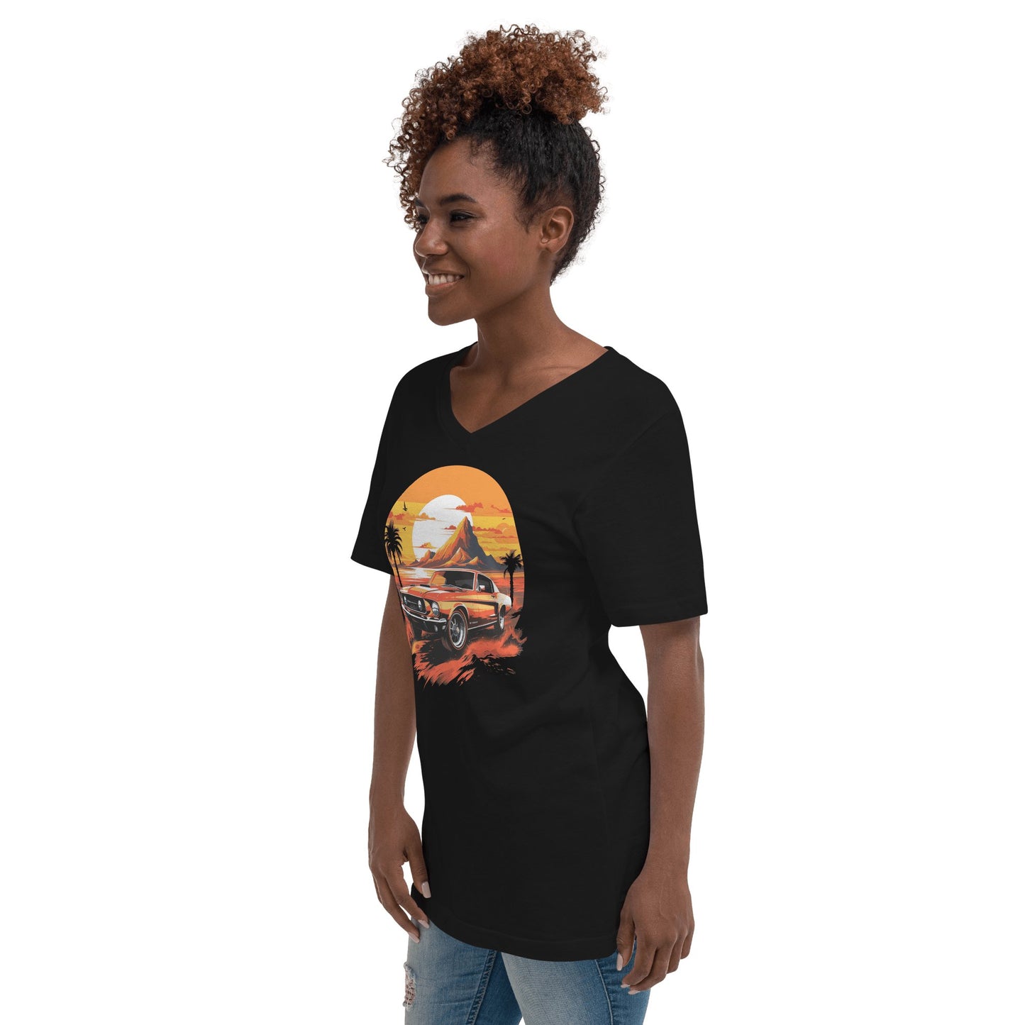 Kurzärmeliges Unisex T-Shirt mit V - Ausschnitt "Ford Mustang" - Artexio