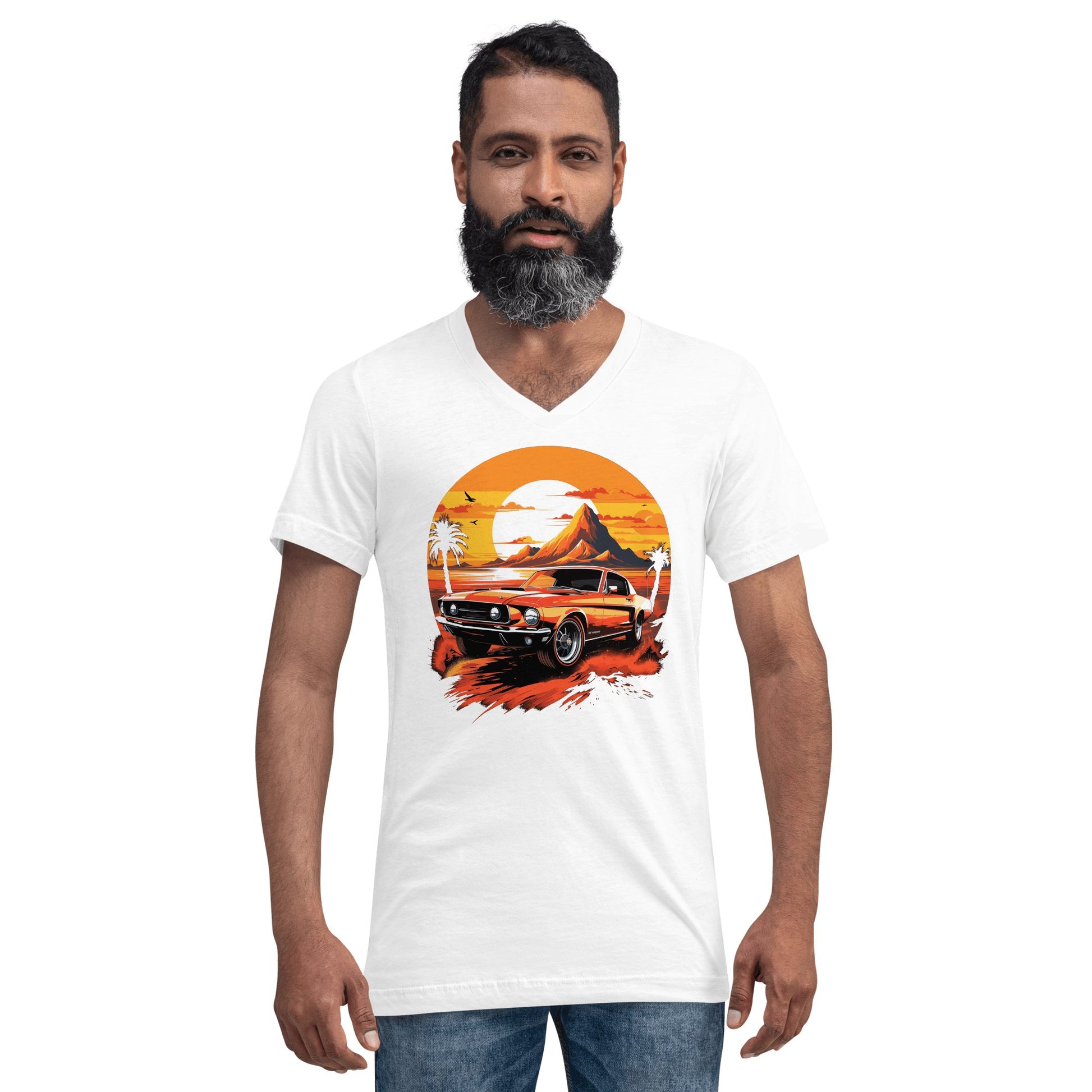 Kurzärmeliges Unisex T-Shirt mit V - Ausschnitt "Ford Mustang" - Artexio