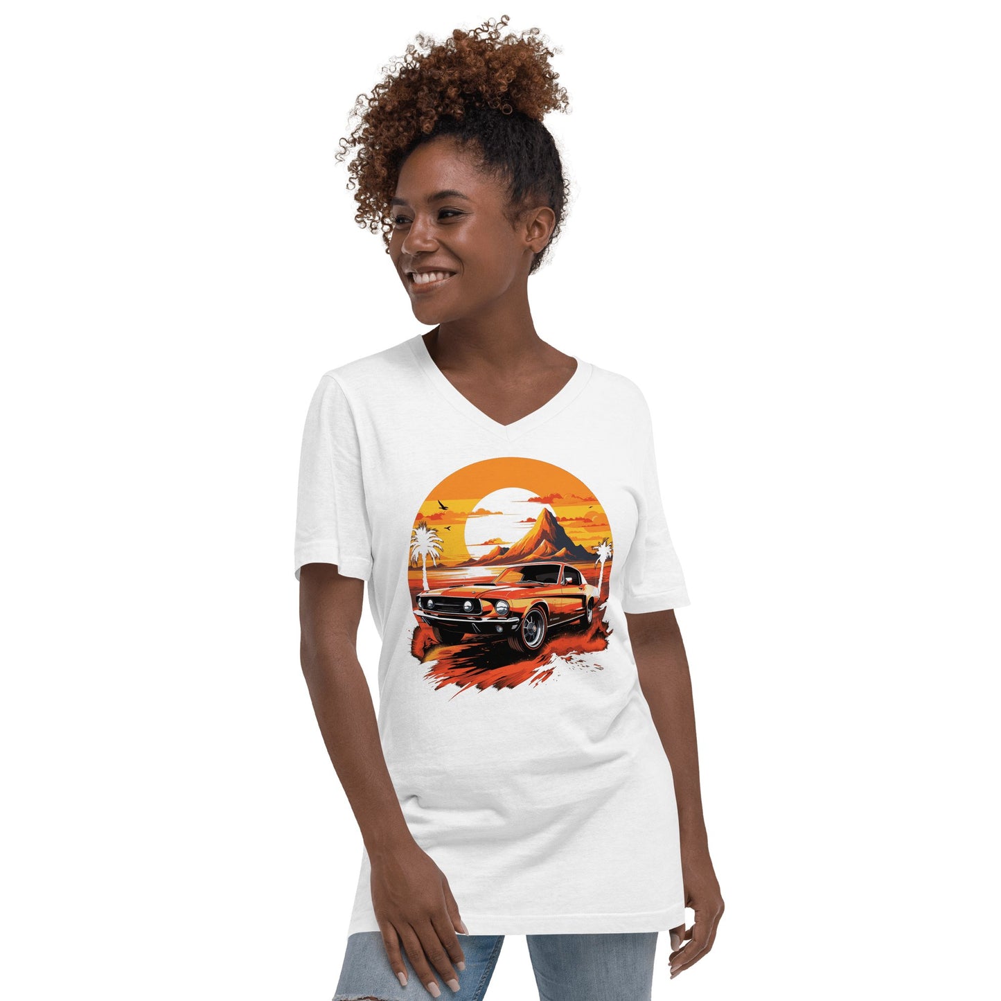 Kurzärmeliges Unisex T-Shirt mit V - Ausschnitt "Ford Mustang" - Artexio