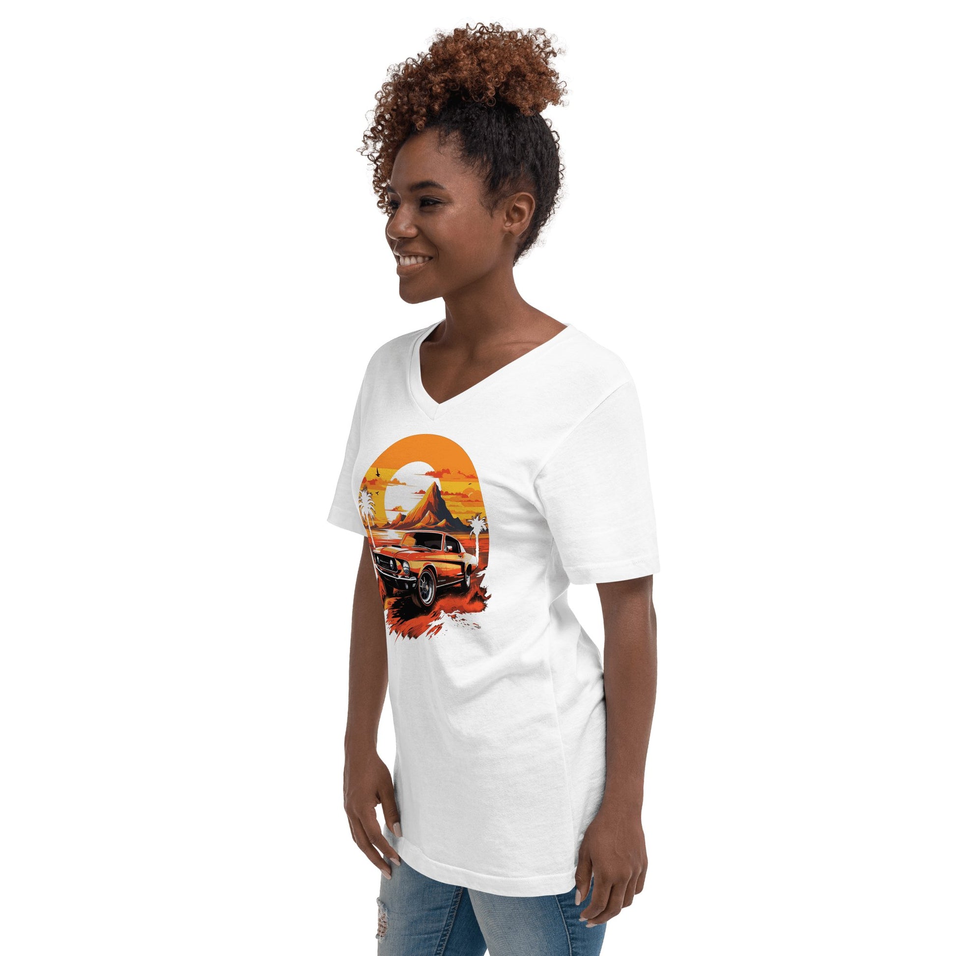 Kurzärmeliges Unisex T-Shirt mit V - Ausschnitt "Ford Mustang" - Artexio