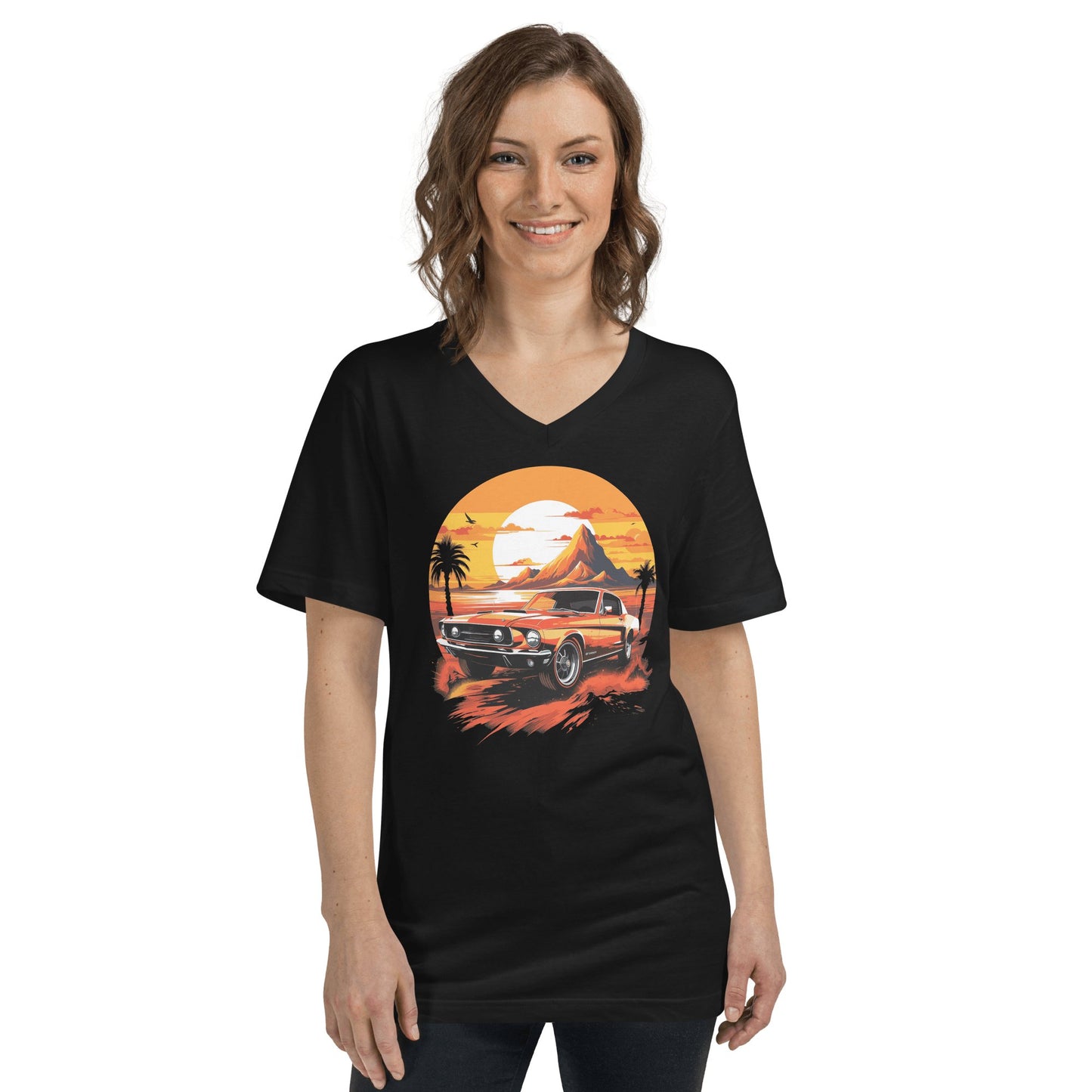 Kurzärmeliges Unisex T-Shirt mit V - Ausschnitt "Ford Mustang" - Artexio