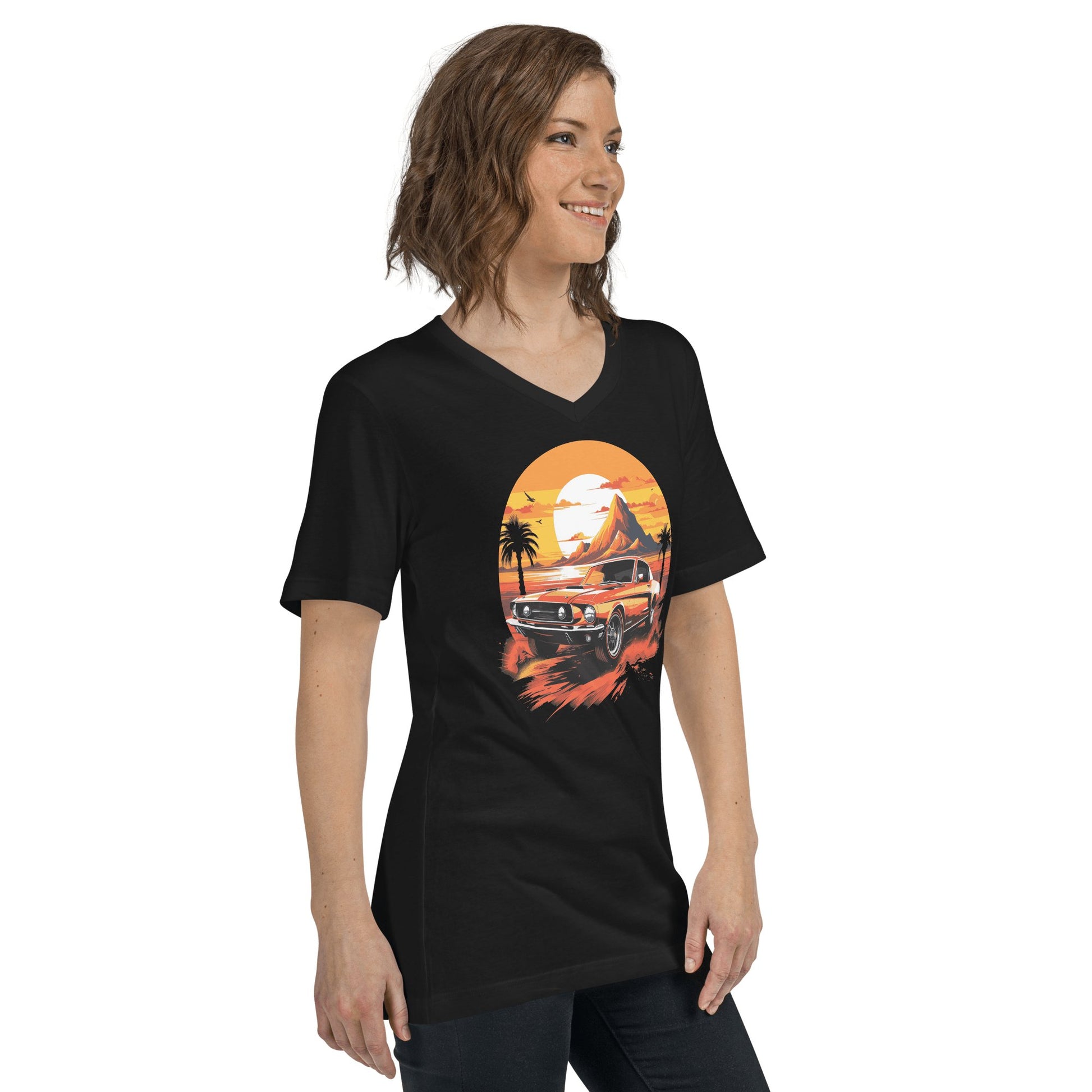 Kurzärmeliges Unisex T-Shirt mit V - Ausschnitt "Ford Mustang" - Artexio