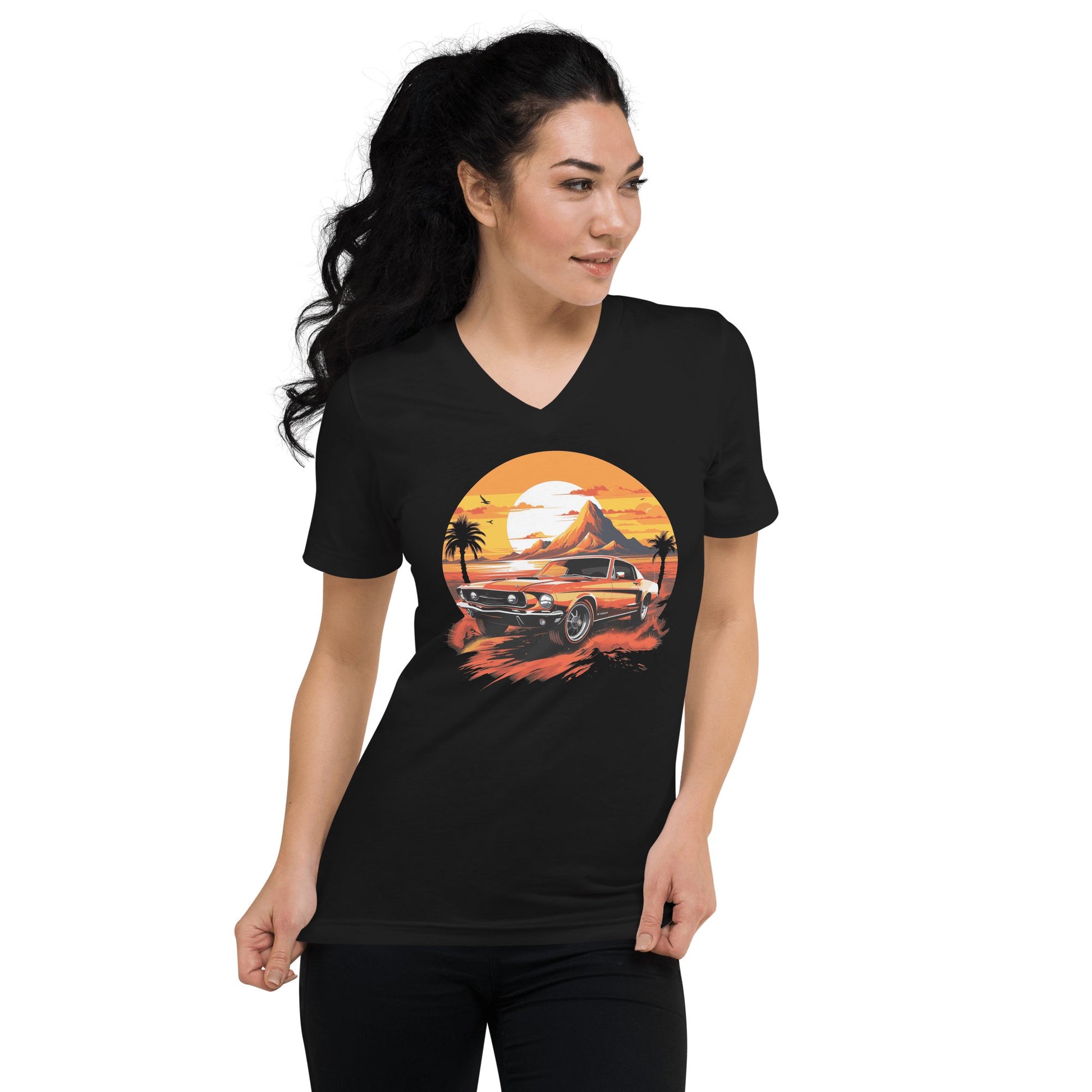 Kurzärmeliges Unisex T-Shirt mit V - Ausschnitt "Ford Mustang" - Artexio