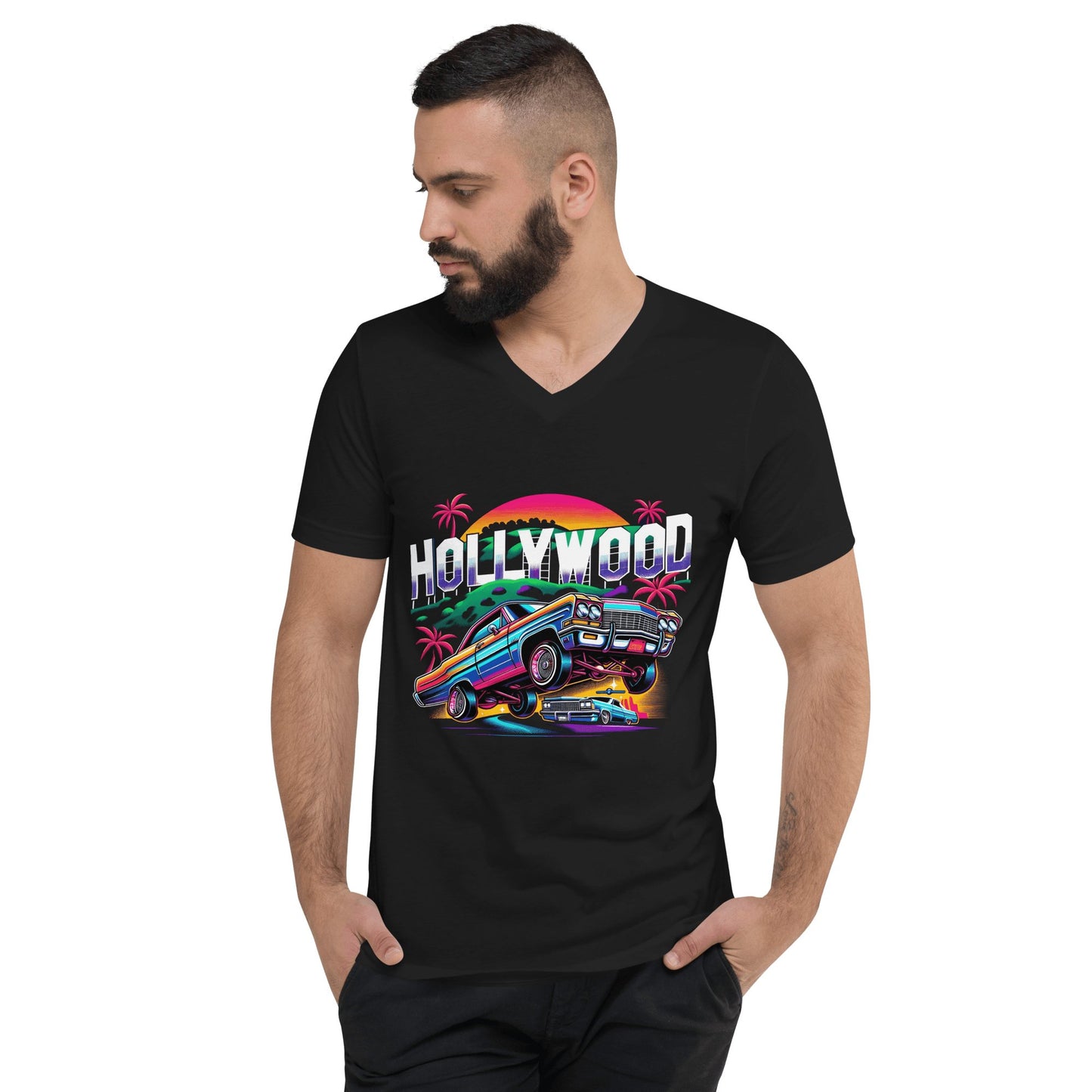 Kurzärmeliges Unisex T-Shirt mit V - Ausschnitt "Hollywood" - Artexio