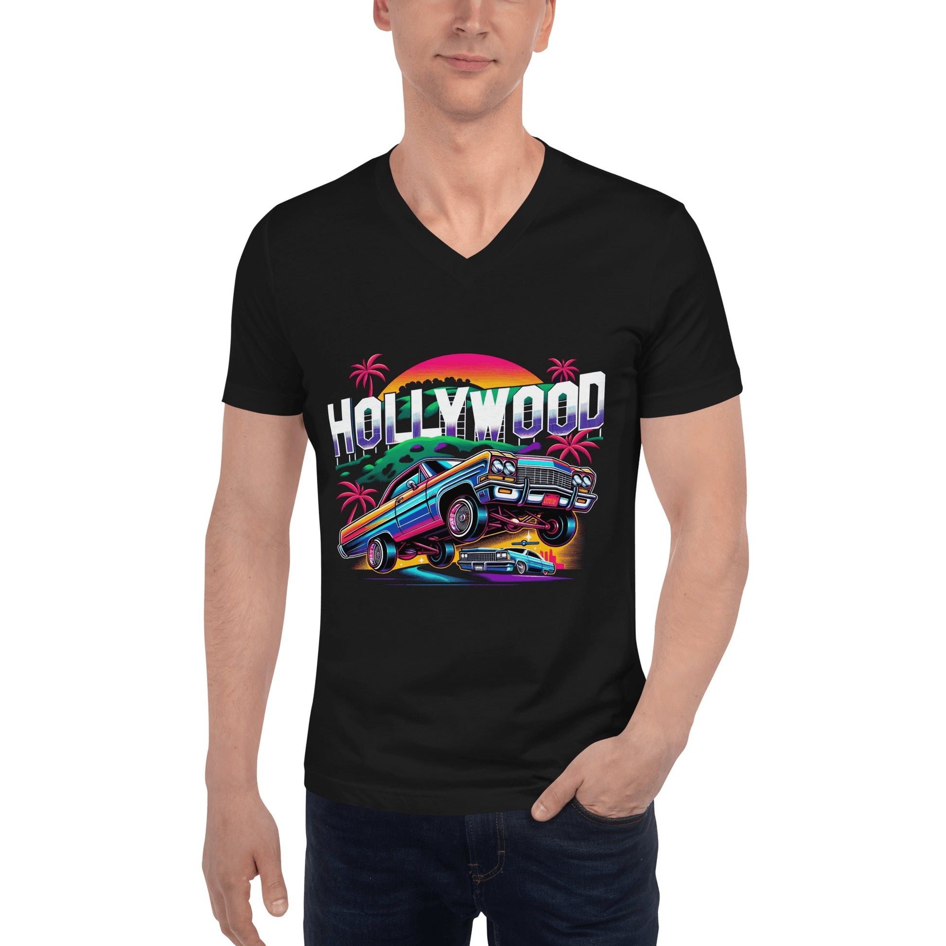 Kurzärmeliges Unisex T-Shirt mit V - Ausschnitt "Hollywood" - Artexio