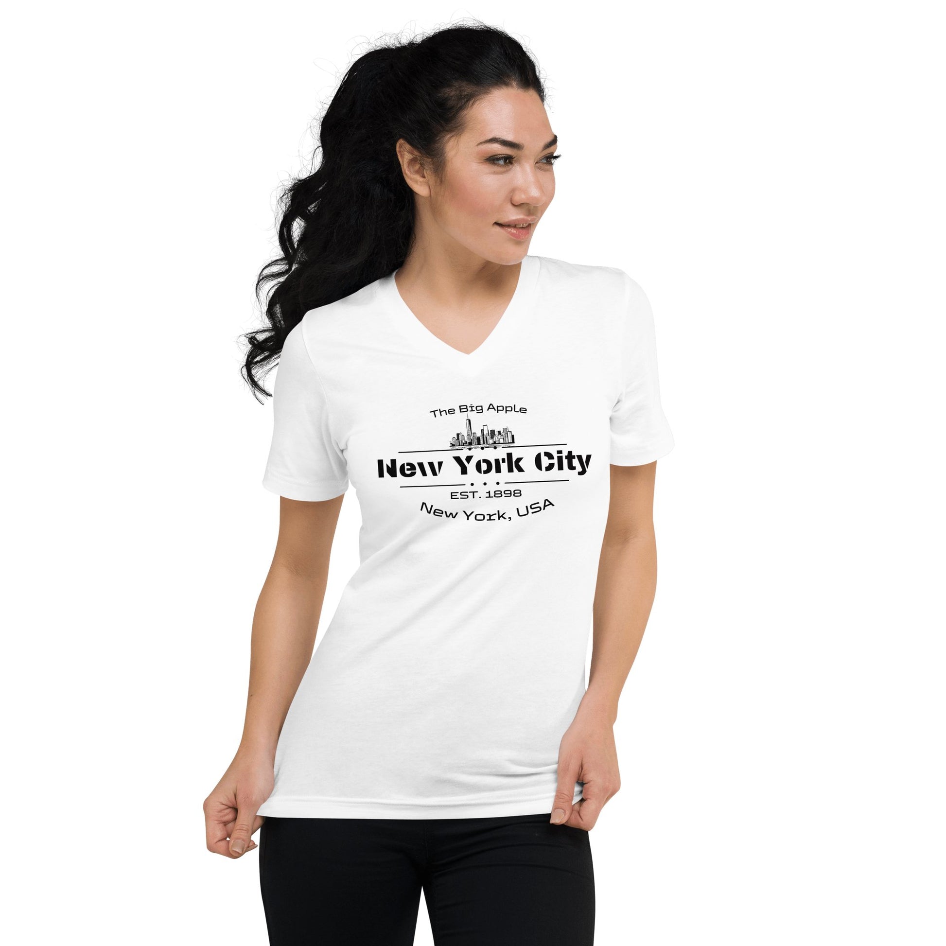 Kurzärmeliges Unisex T-Shirt mit V - Ausschnitt "New York City" - Artexio