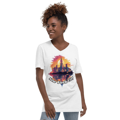 Kurzärmeliges Unisex T-Shirt mit V - Ausschnitt "New York City" - Artexio