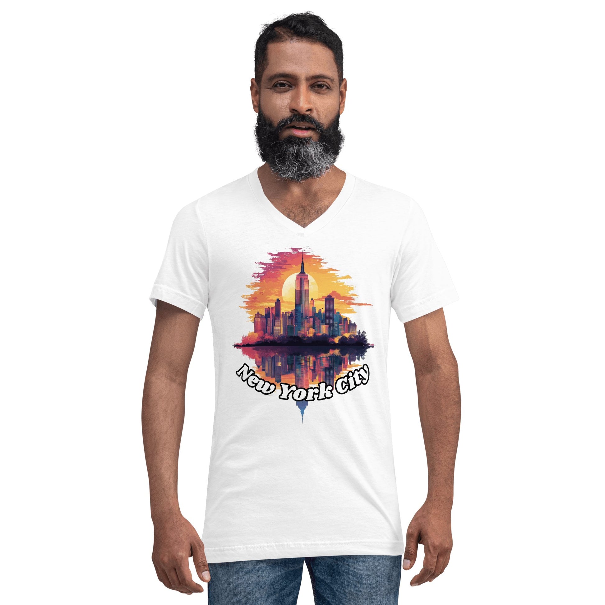 Kurzärmeliges Unisex T-Shirt mit V - Ausschnitt "New York City" - Artexio