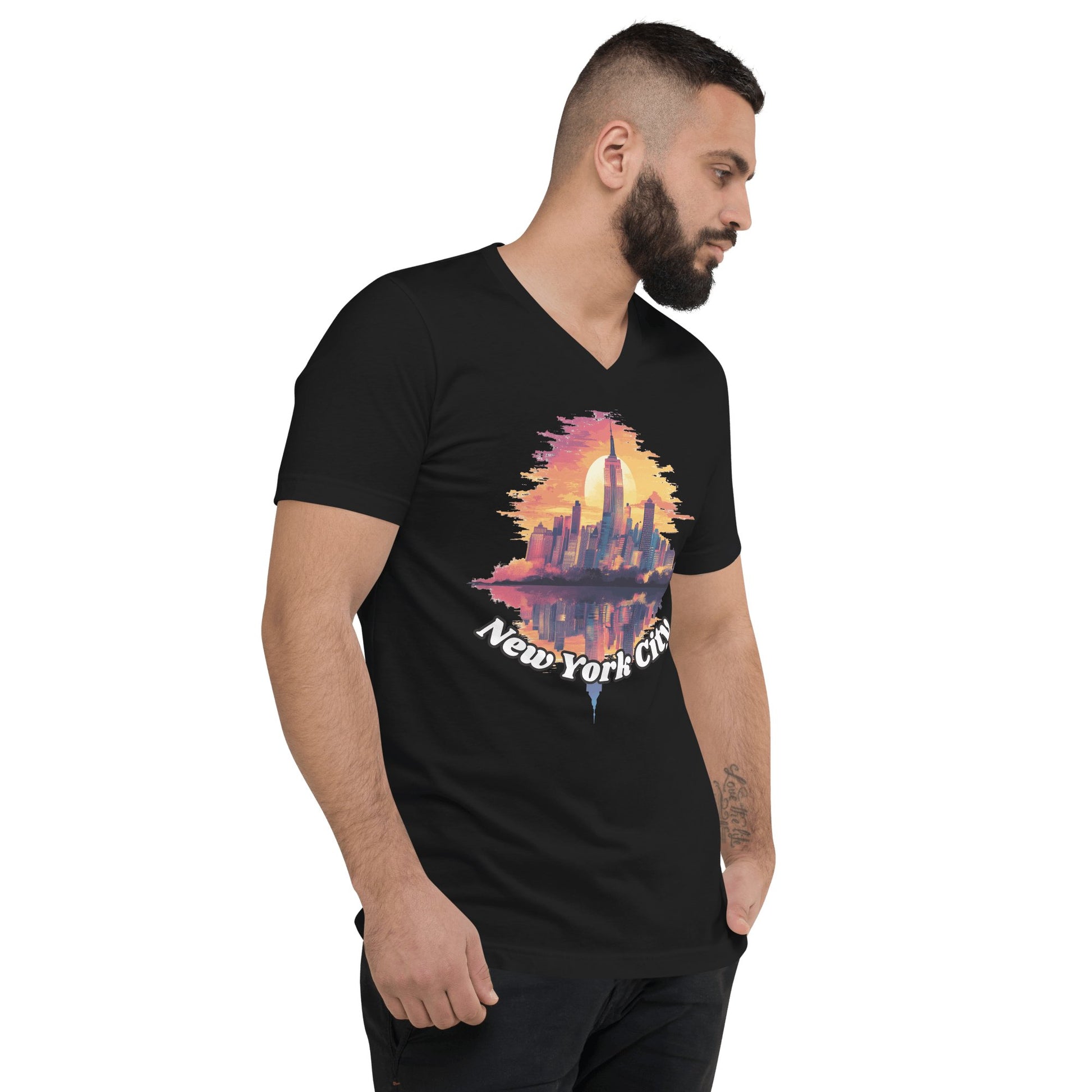 Kurzärmeliges Unisex T-Shirt mit V - Ausschnitt "New York City" - Artexio