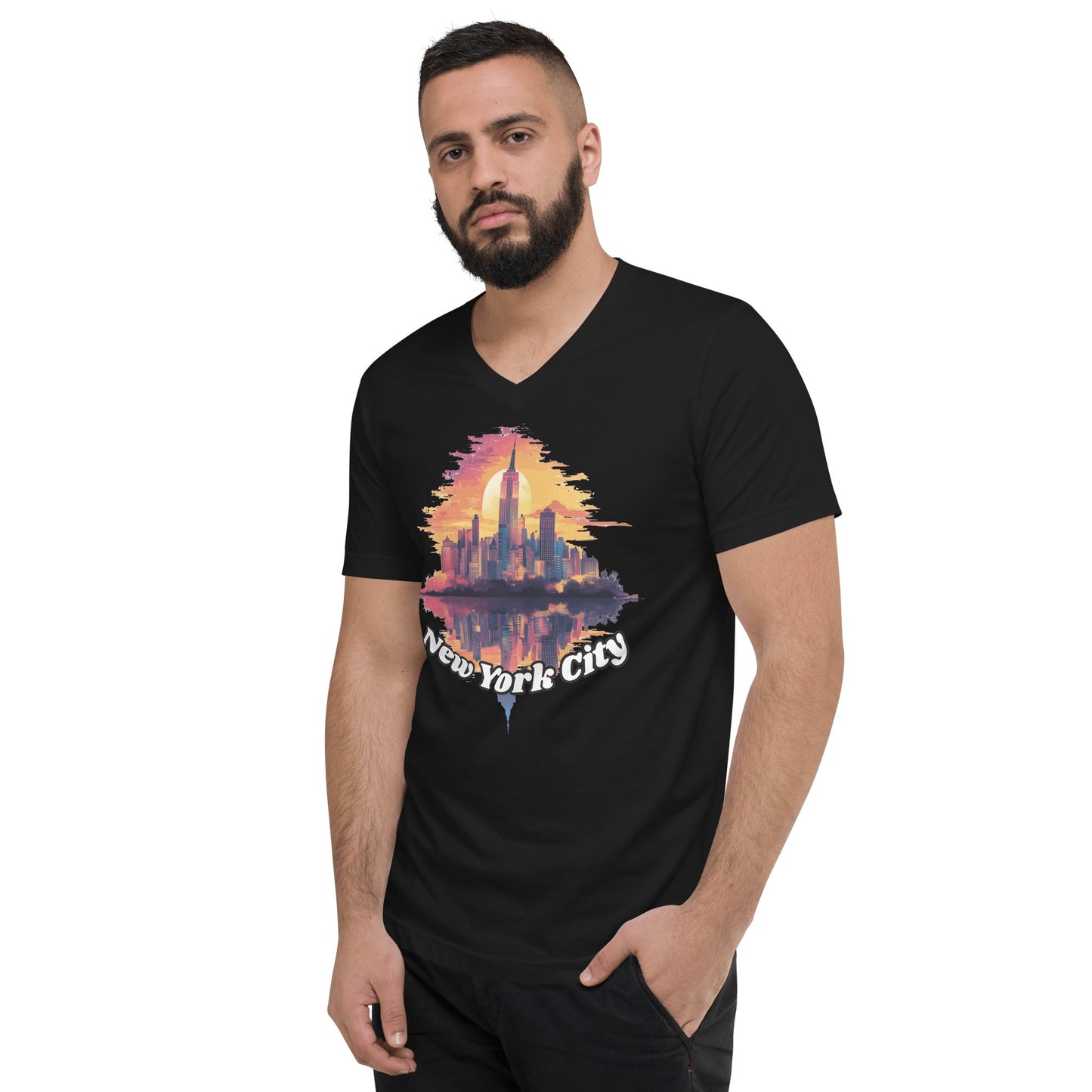 Kurzärmeliges Unisex T-Shirt mit V - Ausschnitt "New York City" - Artexio