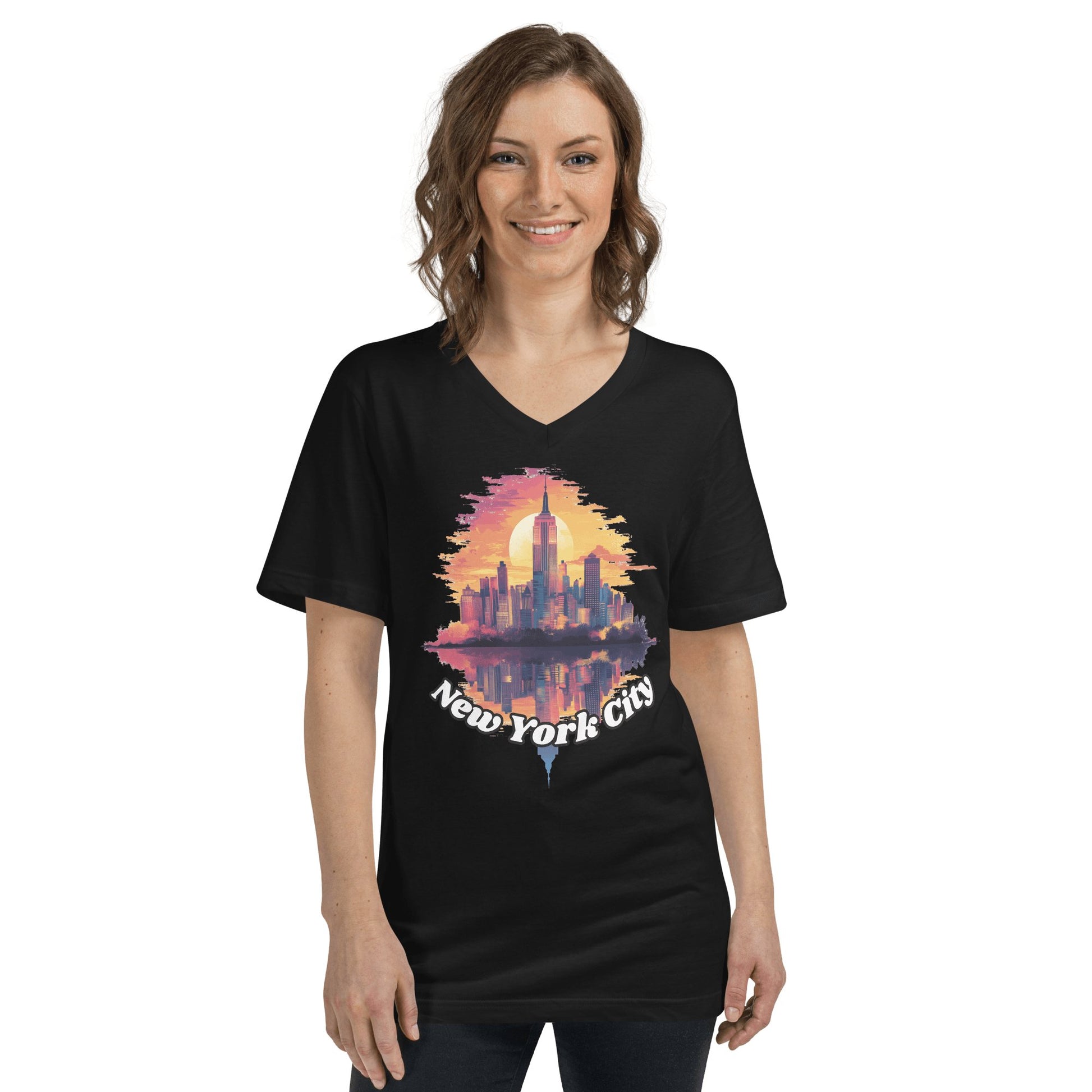 Kurzärmeliges Unisex T-Shirt mit V - Ausschnitt "New York City" - Artexio