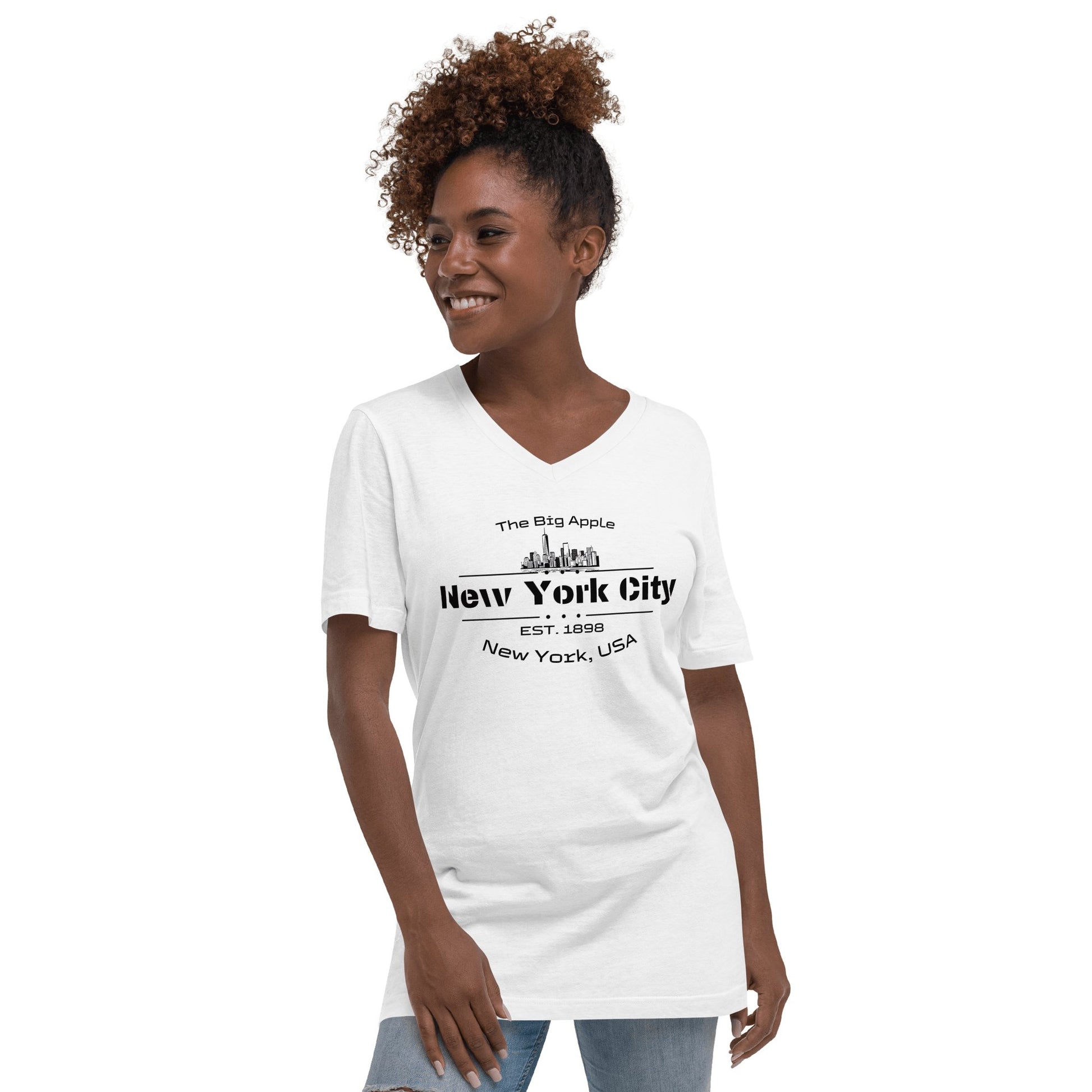 Kurzärmeliges Unisex T-Shirt mit V - Ausschnitt "New York City" - Artexio