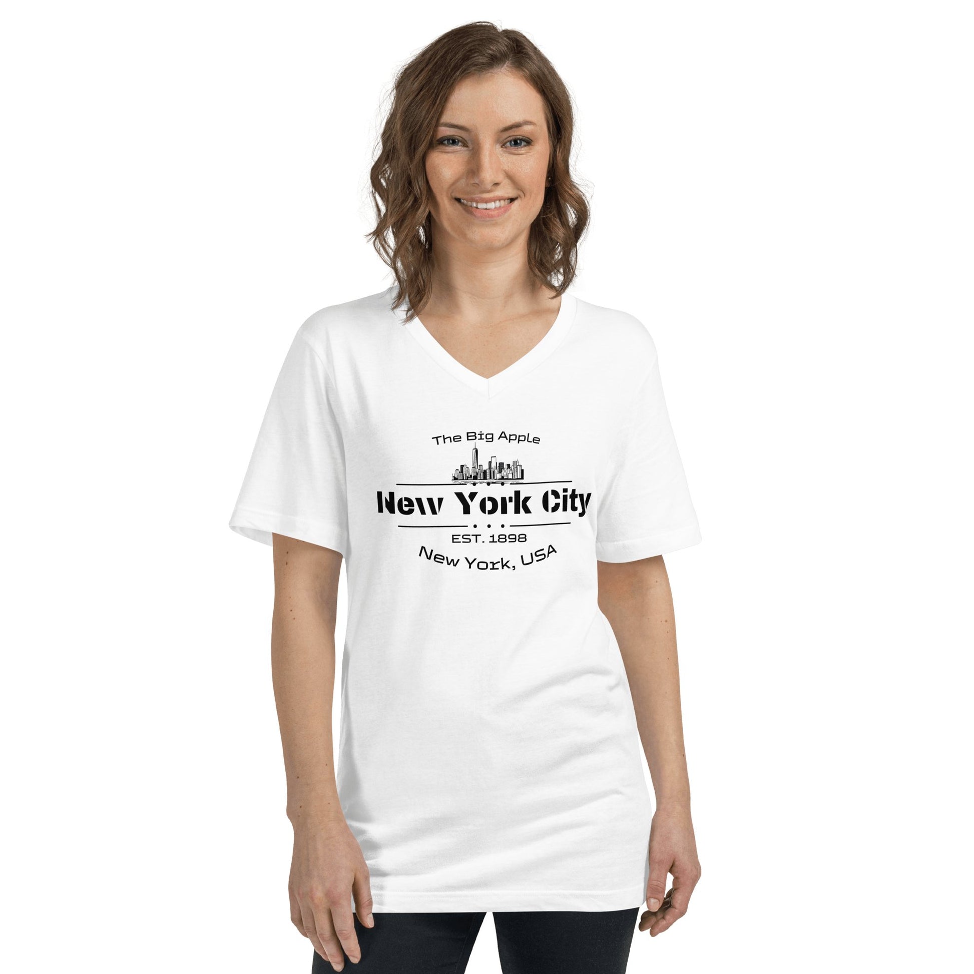 Kurzärmeliges Unisex T-Shirt mit V - Ausschnitt "New York City" - Artexio