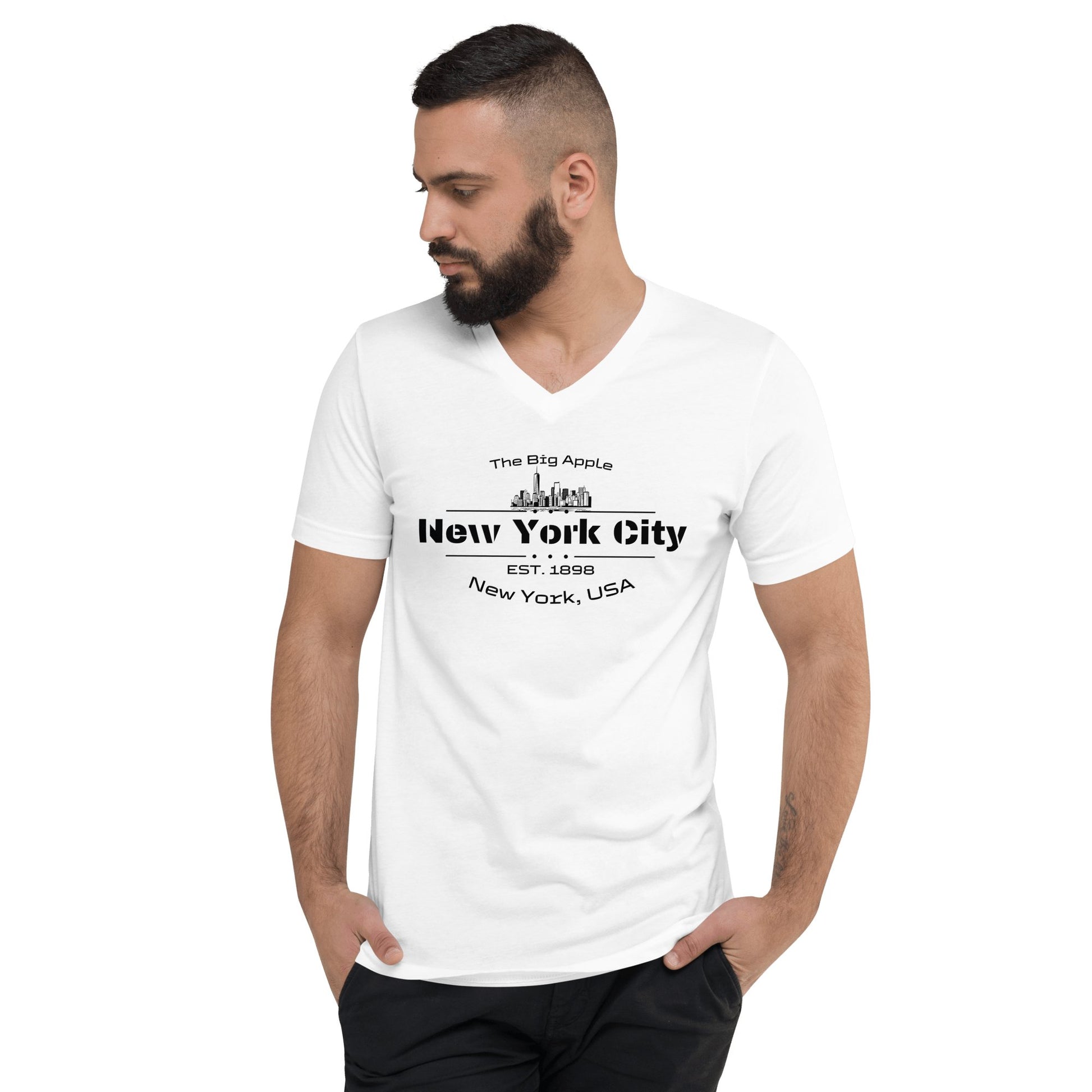 Kurzärmeliges Unisex T-Shirt mit V - Ausschnitt "New York City" - Artexio