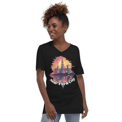 Kurzärmeliges Unisex T-Shirt mit V - Ausschnitt "New York City" - Artexio